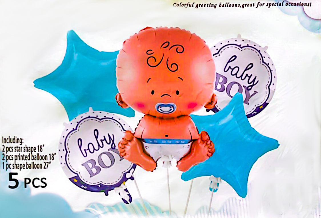 Baby Boy Shaped Foil Balloon Set for Baby Shower, Welcome Baby & Gender Reveal Decoration and Celebration