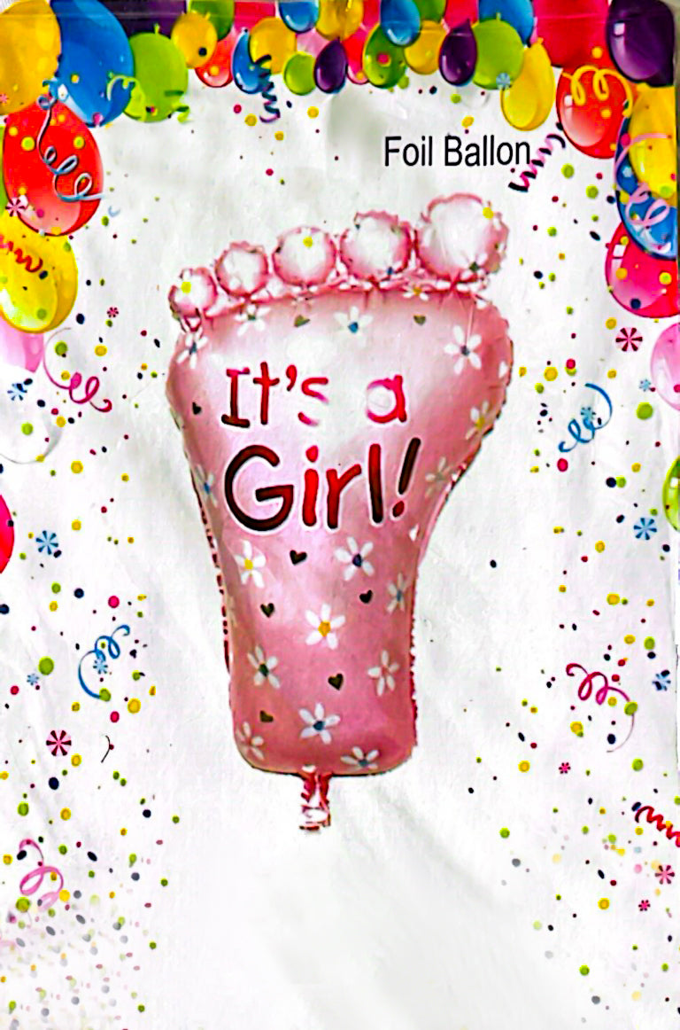 Large Size Its a Girl Foot Shaped Foil Balloon For Baby Shower, Welcome Baby and Gender Reveal Party Decoration and Celebrations