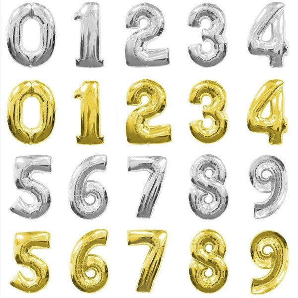 Digits Foil Balloon Gold/Silver 16"