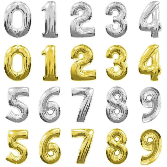 Digits Foil Balloon Gold/Silver 16"