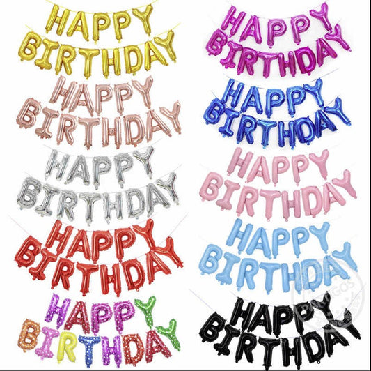 Happy Birthday Alphabets Foil Balloons Set