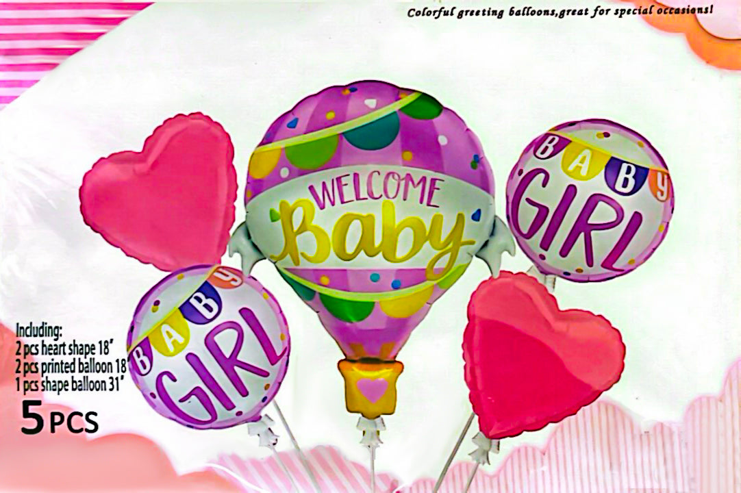 Baby Girl Shaped Foil Balloon Set for Baby Shower, Welcome Baby & Gender Reveal Decoration and Celebration