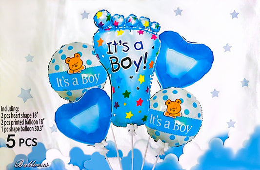 Baby Boy Shaped Foil Balloon Set for Baby Shower, Welcome Baby & Gender Reveal Decoration and Celebration