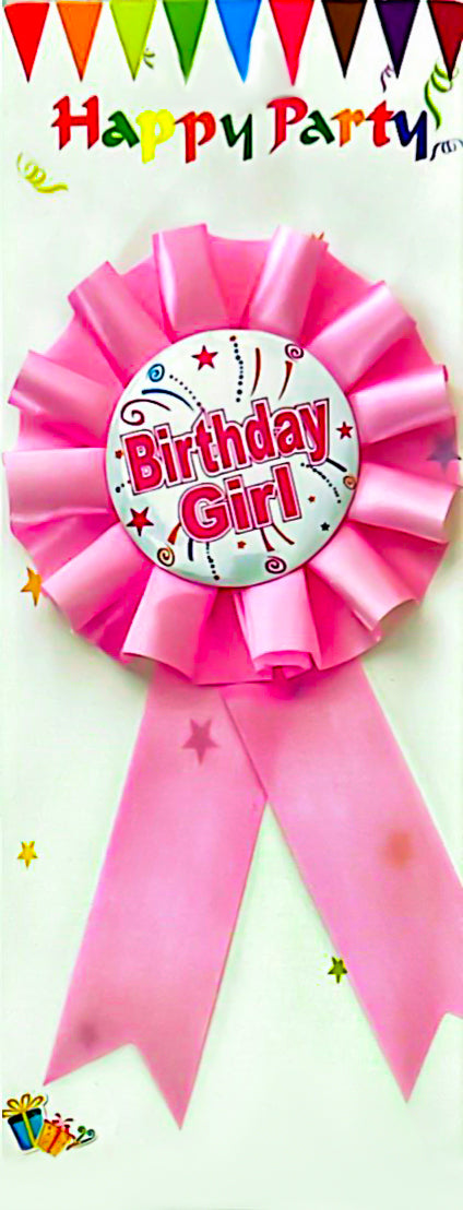 Pink color Birthday Girl Badge favor Pin On Ribbon Badge child birthday Party Decorations