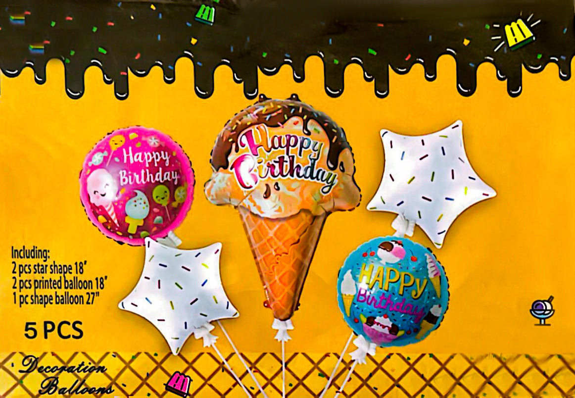 5 PCS Ice Cream Theme Birthday
