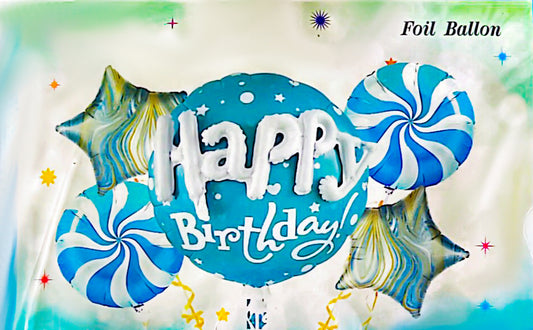 5 pcs Happy Birthday Foil Balloons (Aqua)