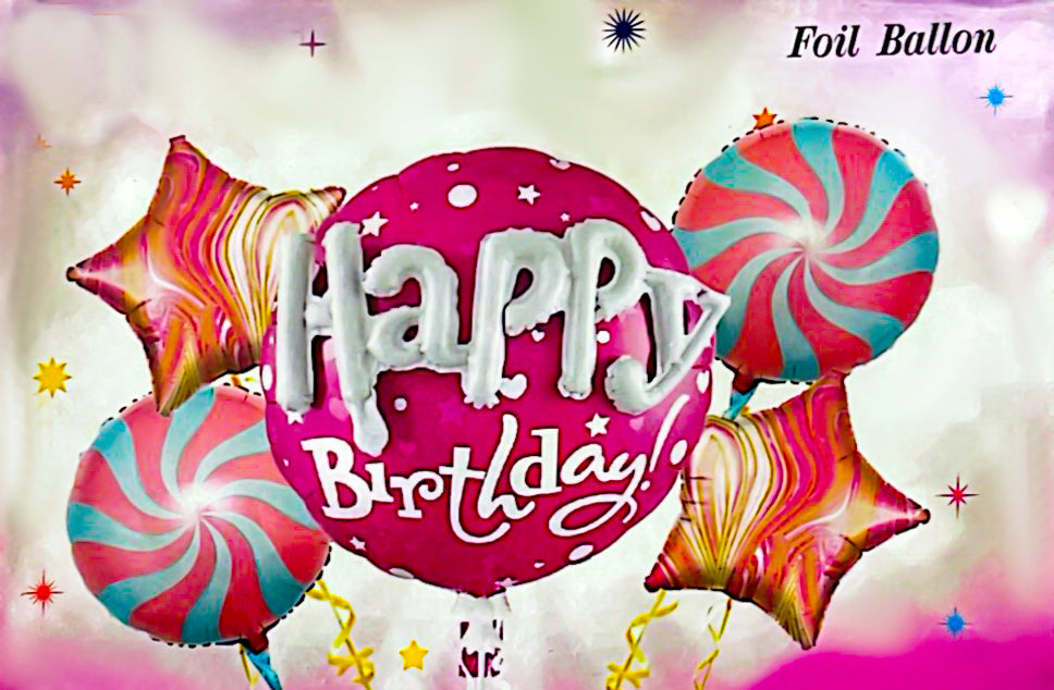 5 pcs Happy Birthday Foil Balloons (Pink)