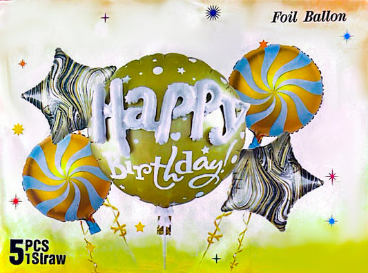 5 pcs Happy Birthday Foil Balloons (Mix)