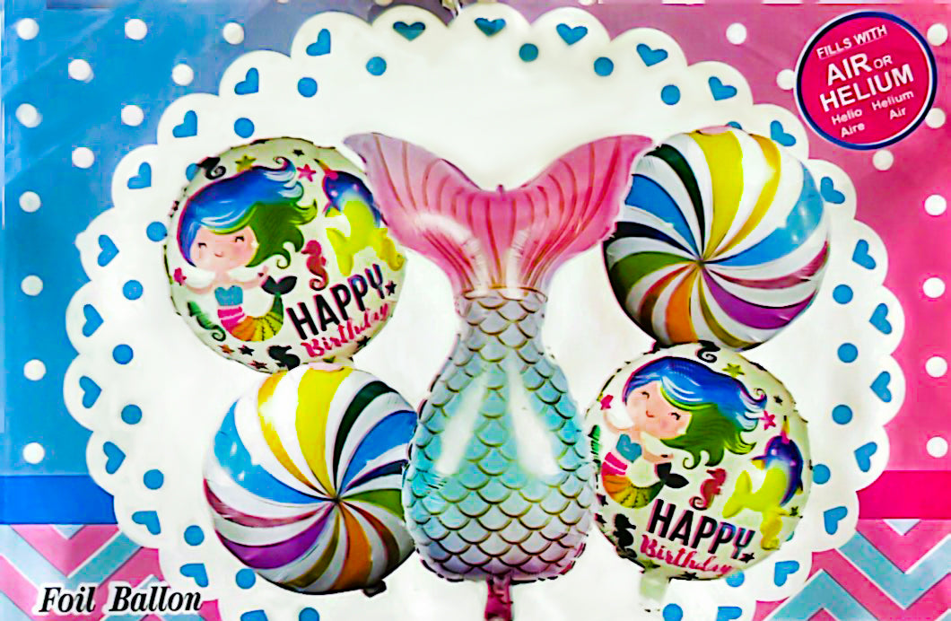 5 pcs Happy Birthday Foil Balloons (Mermaid)