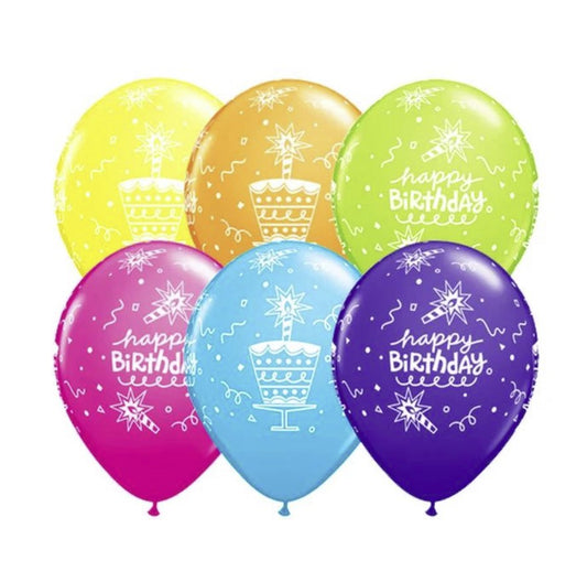 Multi Color Happy Birthday Printed Balloons 12" Inch - 15 Pcs