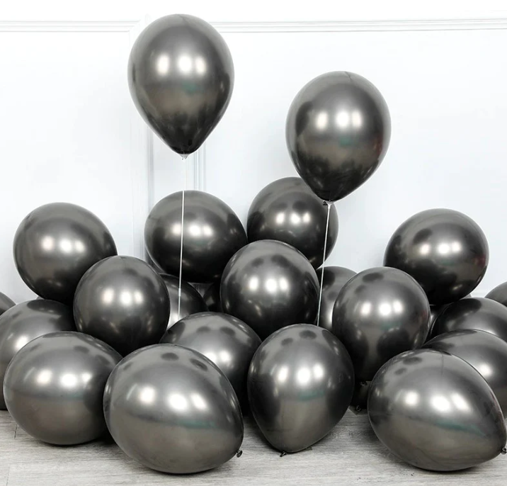 Chrome, Metallic, Shiny Latex Balloons 10" Inch - Single color 10 Pc