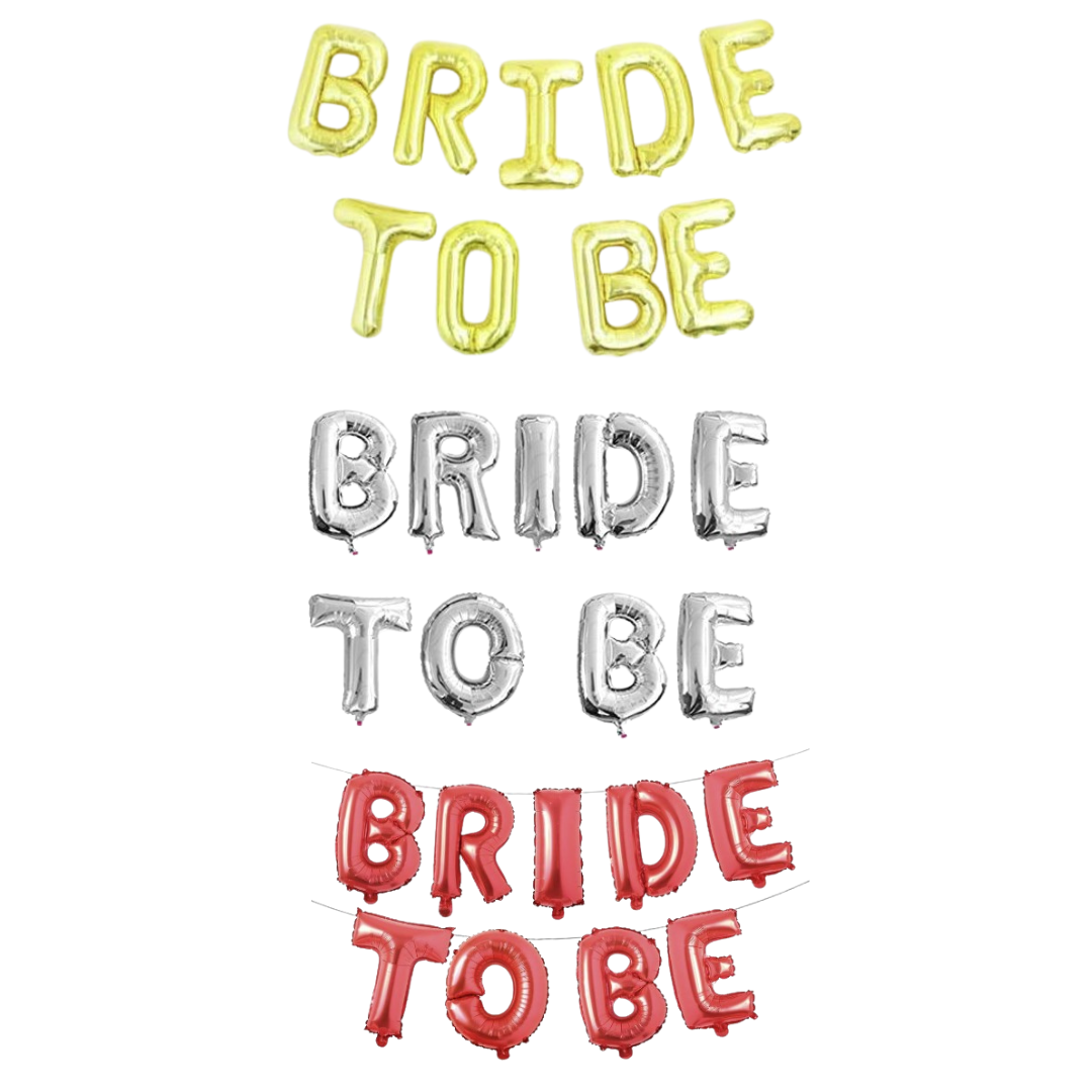 Bride To Be Foil Balloon Set - Gold/Silver/Red